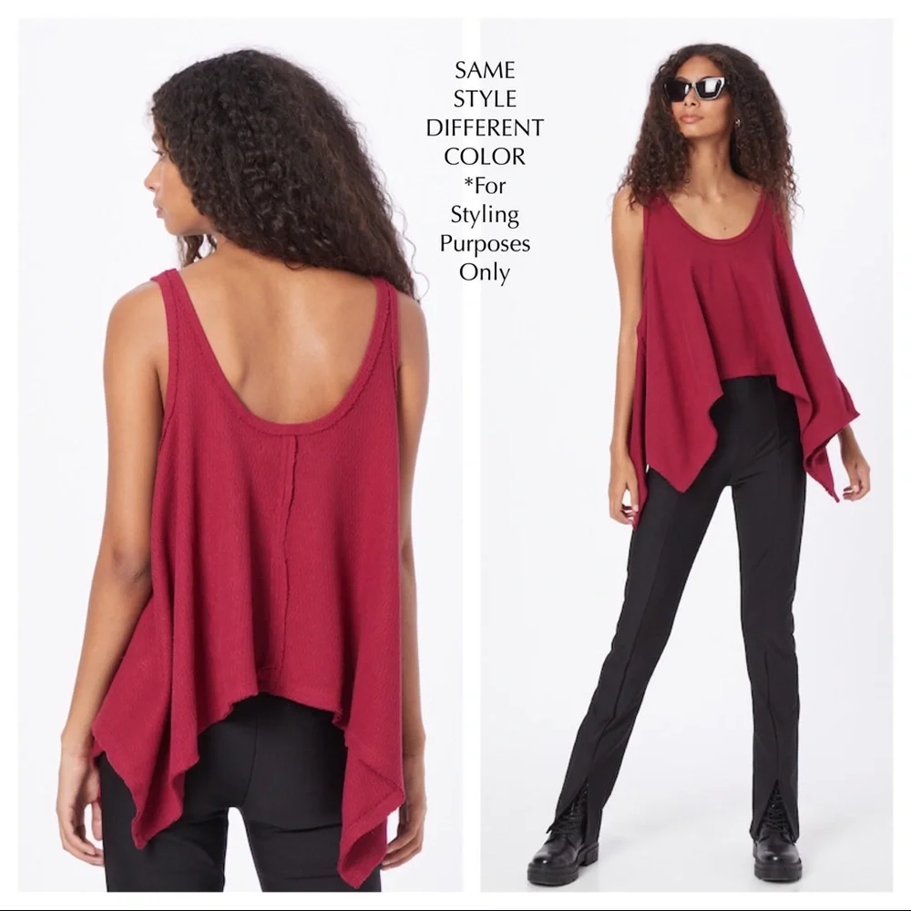 FREE PEOPLE BOHO FLOWY TOP BOHEMIAN TUNIC TANK SLEEVELESS BLACK KNIT TEE A3C - Picture 7 of 15